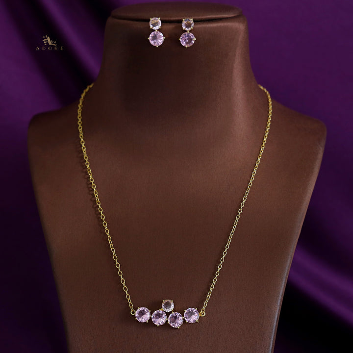 Penta Glossy Golden Neckpiece with Earring