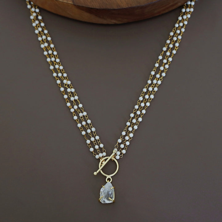 Carly Ring Raw Stone Pearl Neckpiece