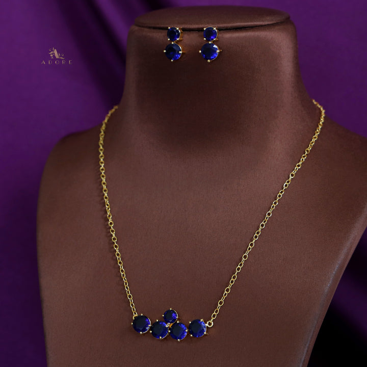 Penta Glossy Golden Neckpiece with Earring