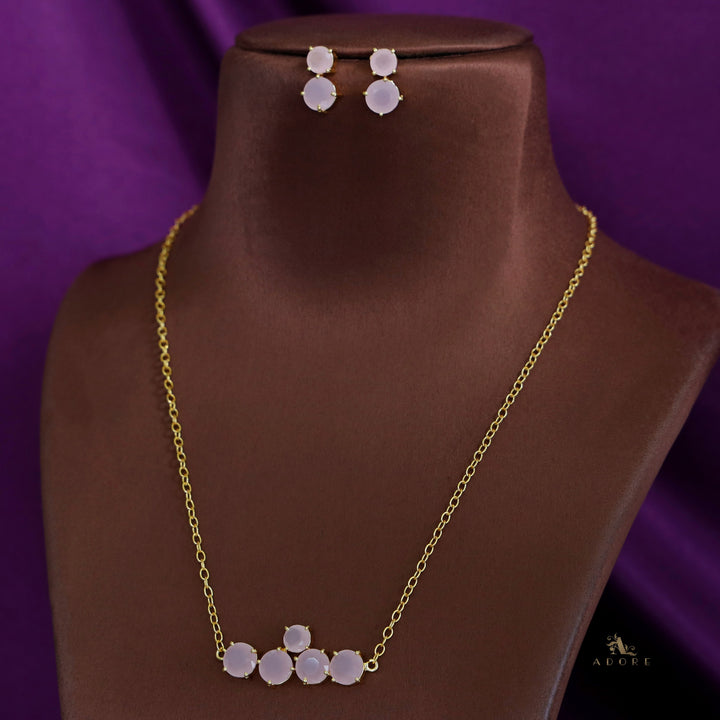 Penta Glossy Golden Neckpiece with Earring