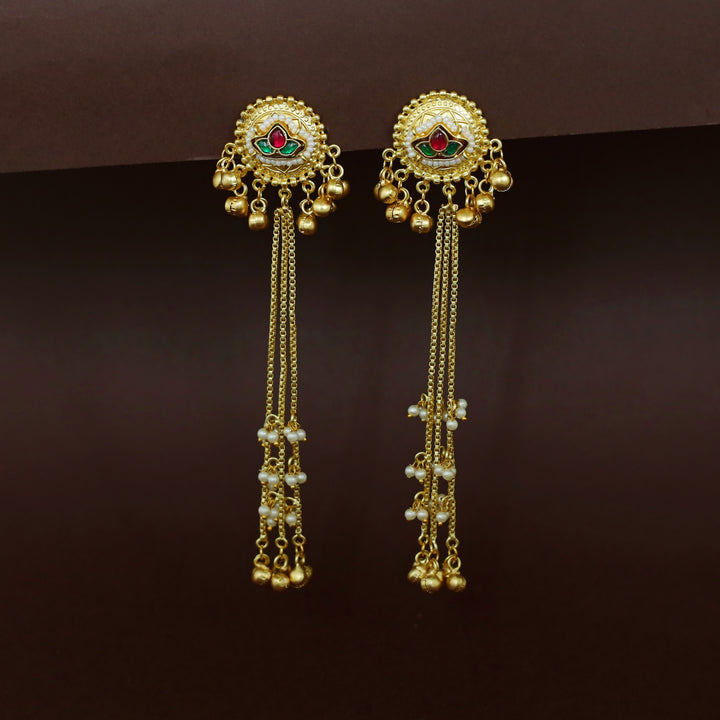 Anahira Kashmiri Hanging Ghungroo Pearl Earring
