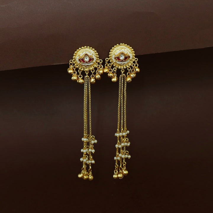 Anahira Kashmiri Hanging Ghungroo Pearl Earring