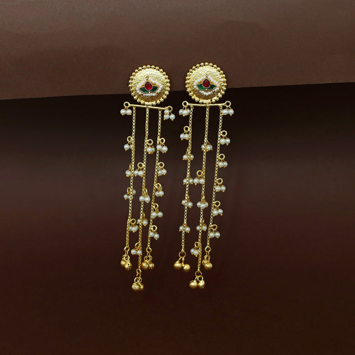 Tiana 3 Layer Hanging Pearl Ghungroo Kashmiri Earring