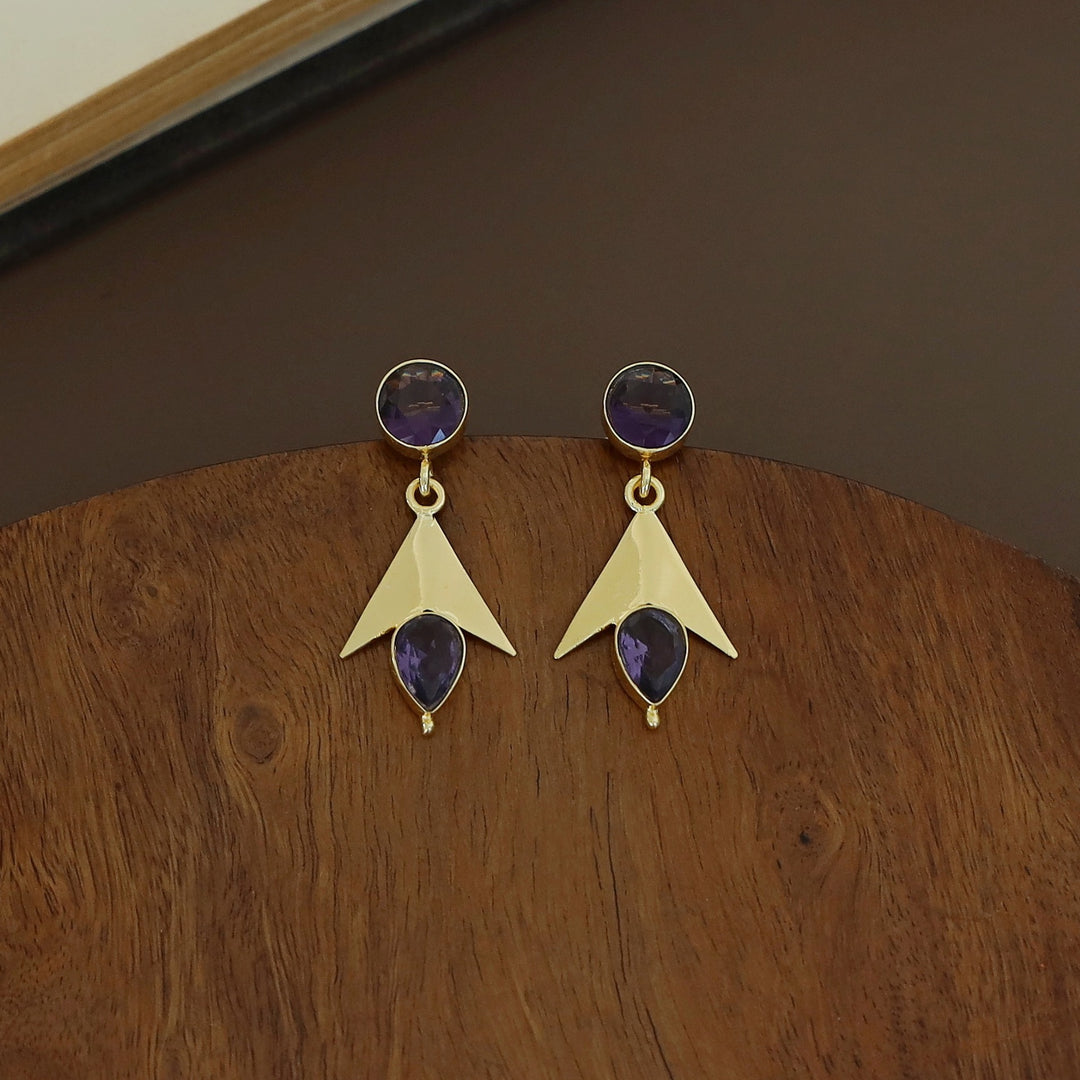Golden Arrow Glossy  Circle Drop Earring