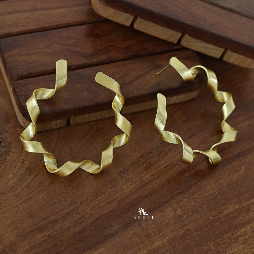 Golden Curly Hoop Earring