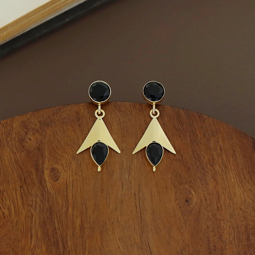 Golden Arrow Glossy  Circle Drop Earring
