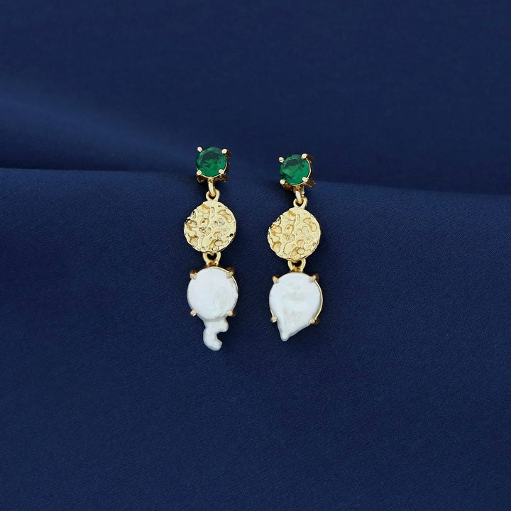 Kashvi Real Baroque Textured Circle + Glossy Earring