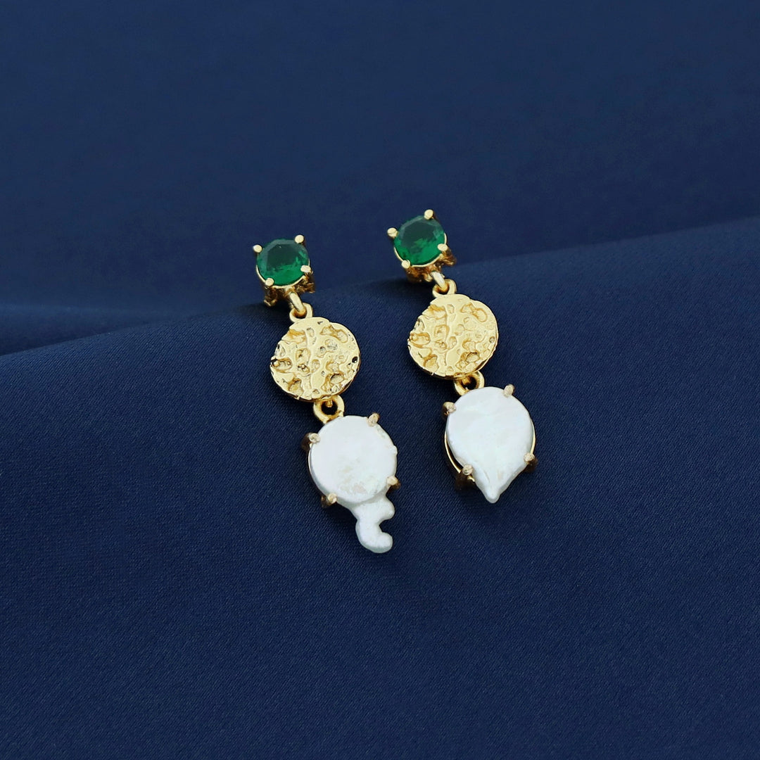 Kashvi Real Baroque Textured Circle + Glossy Earring