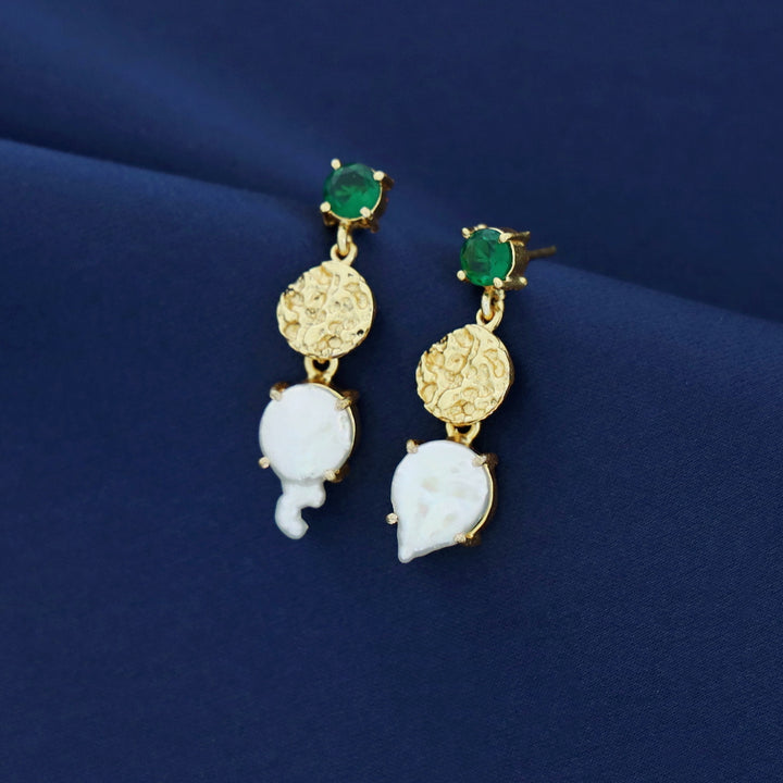 Kashvi Real Baroque Textured Circle + Glossy Earring
