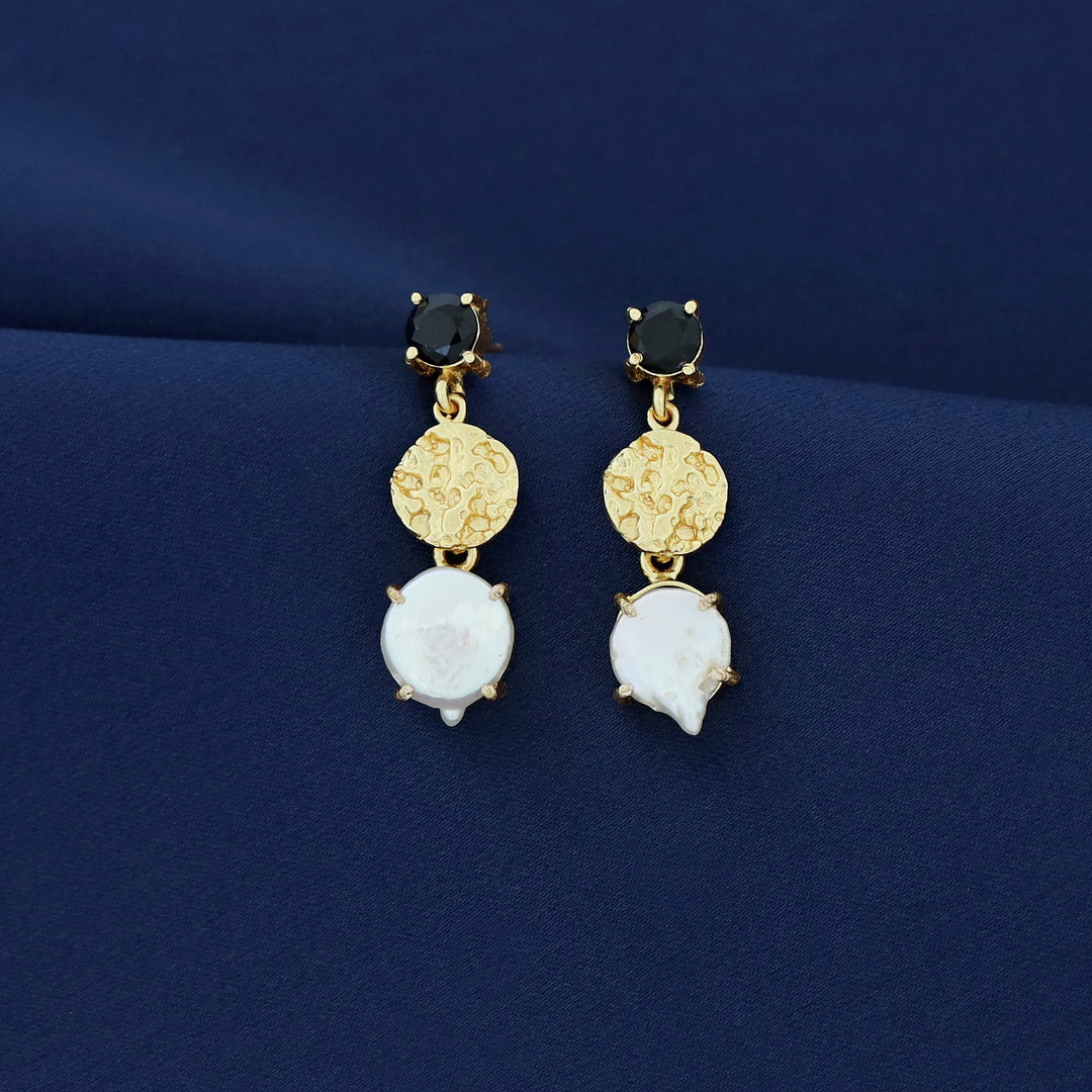 Kashvi Real Baroque Textured Circle + Glossy Earring