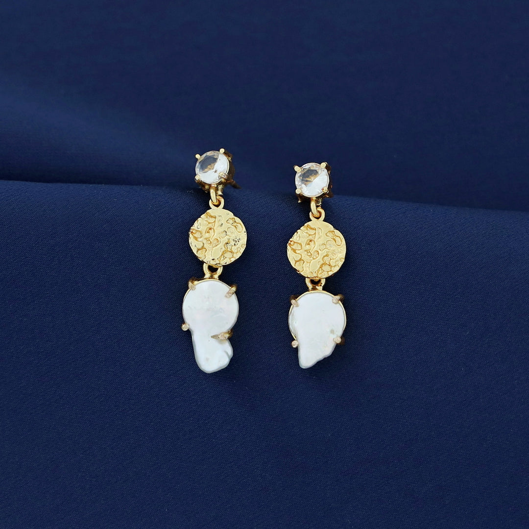 Kashvi Real Baroque Textured Circle + Glossy Earring