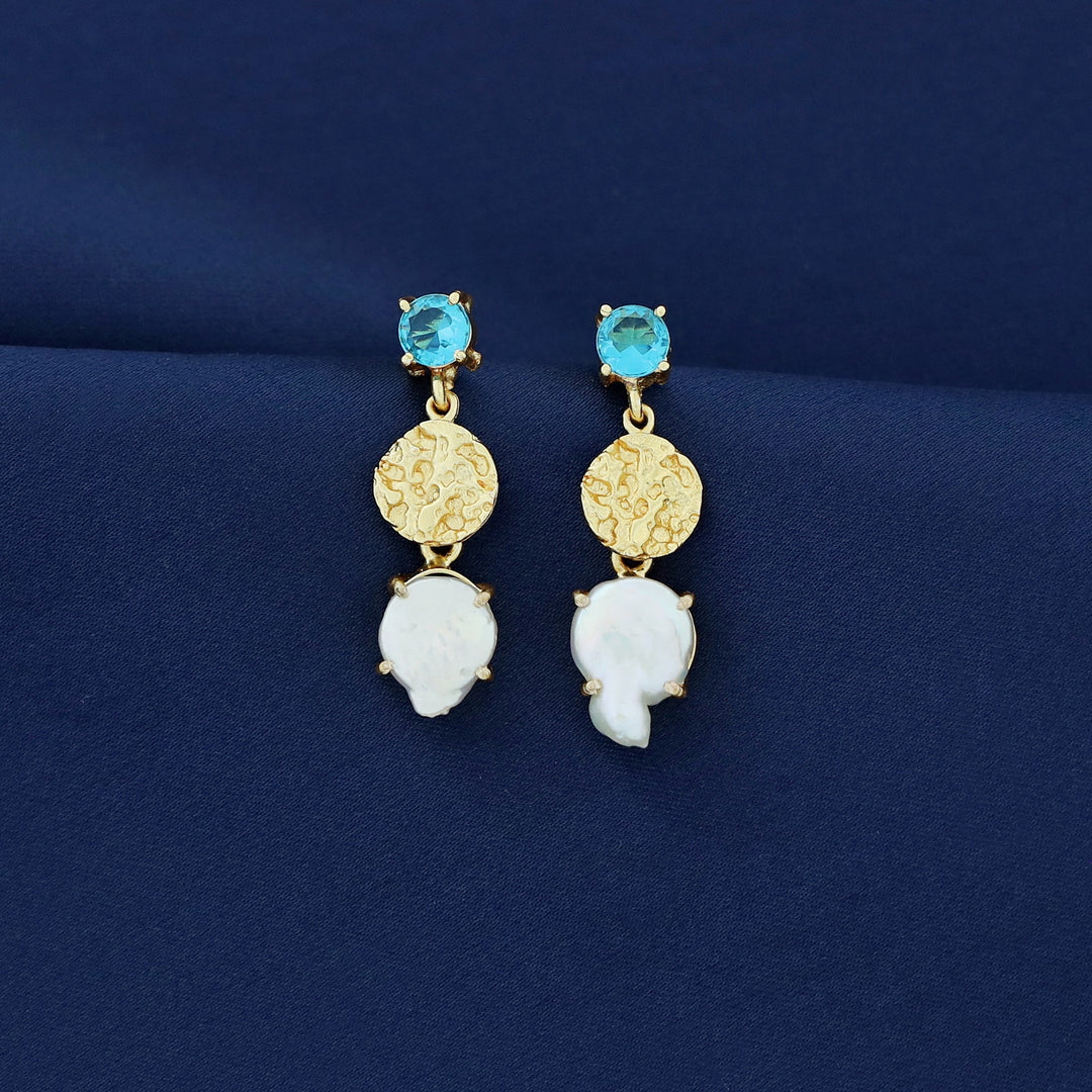 Kashvi Real Baroque Textured Circle + Glossy Earring
