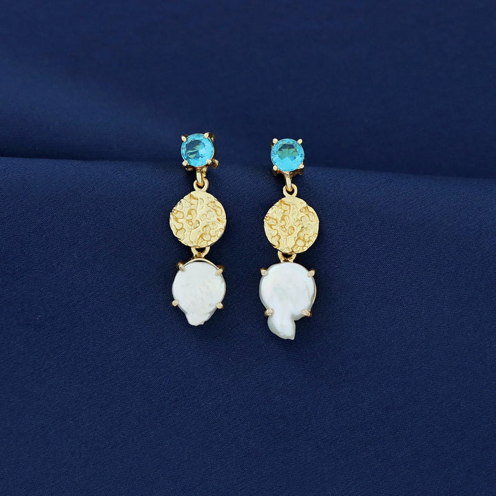 Kashvi Real Baroque Textured Circle + Glossy Earring