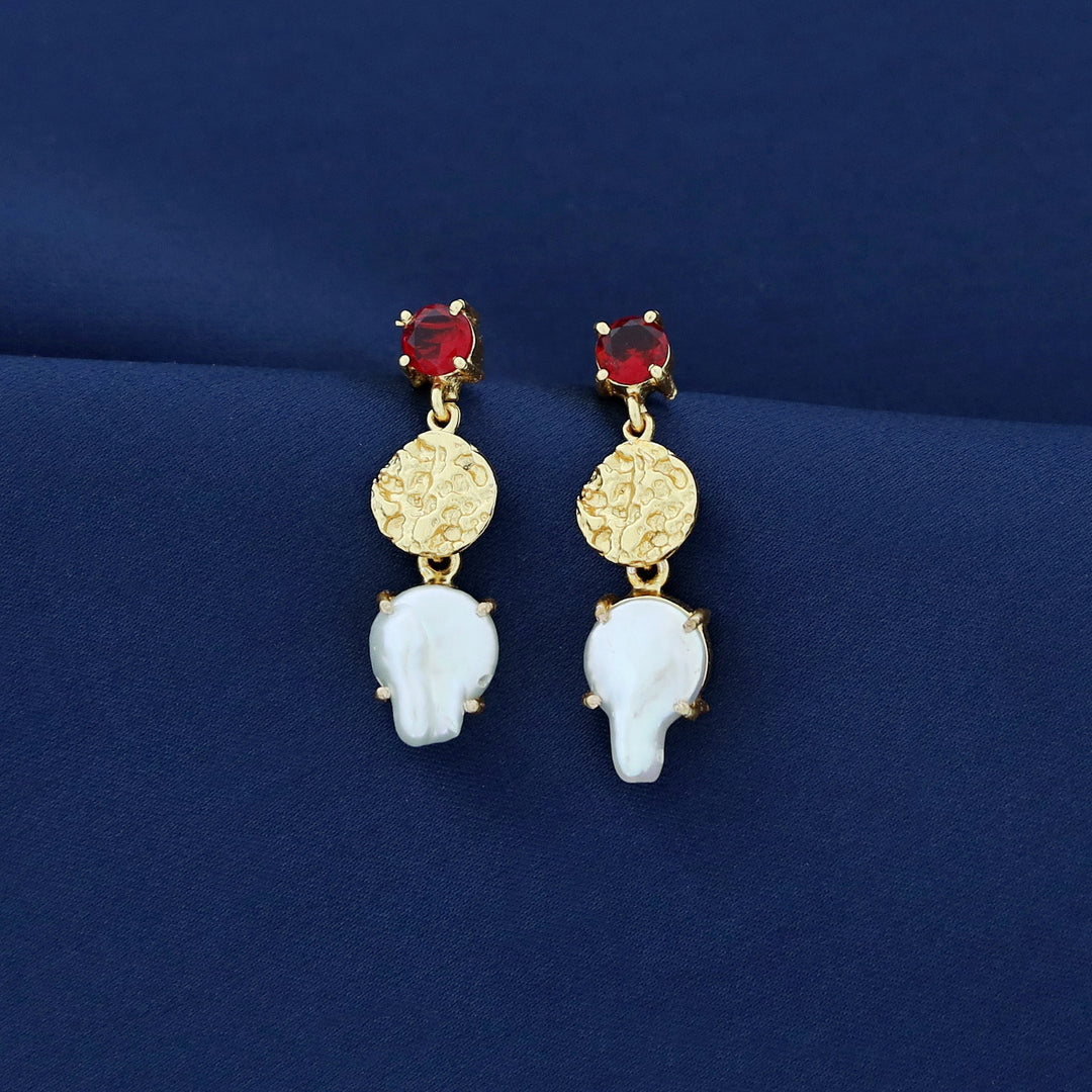 Kashvi Real Baroque Textured Circle + Glossy Earring