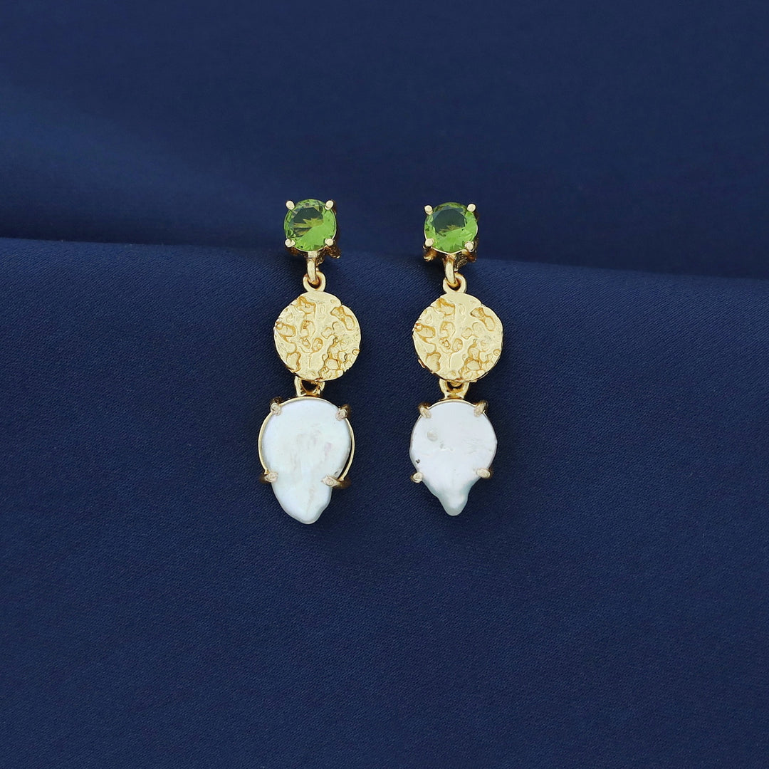 Kashvi Real Baroque Textured Circle + Glossy Earring