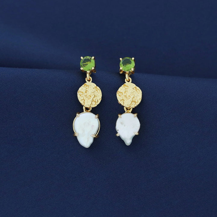Kashvi Real Baroque Textured Circle + Glossy Earring