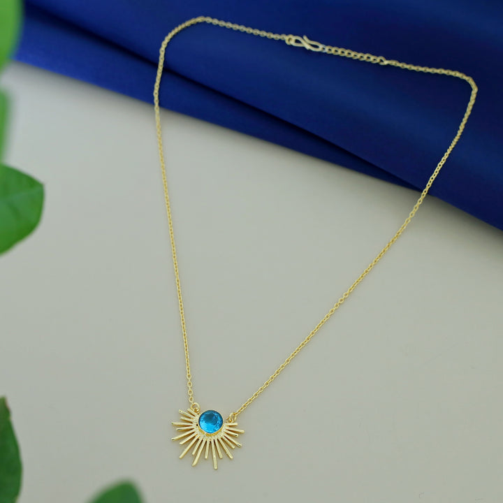 Golden Glossy Semi Sun Pendant Neckpiece