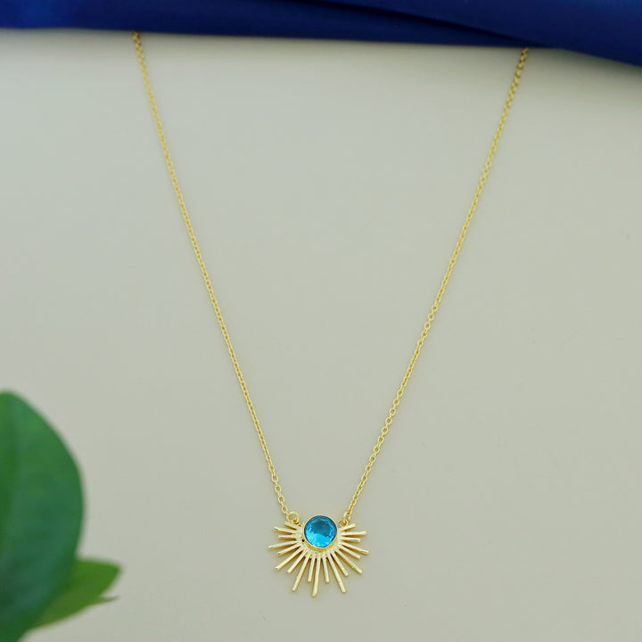 Golden Glossy Semi Sun Pendant Neckpiece