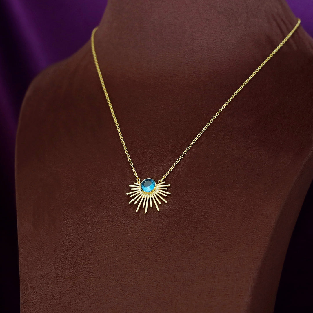 Golden Glossy Semi Sun Pendant Neckpiece