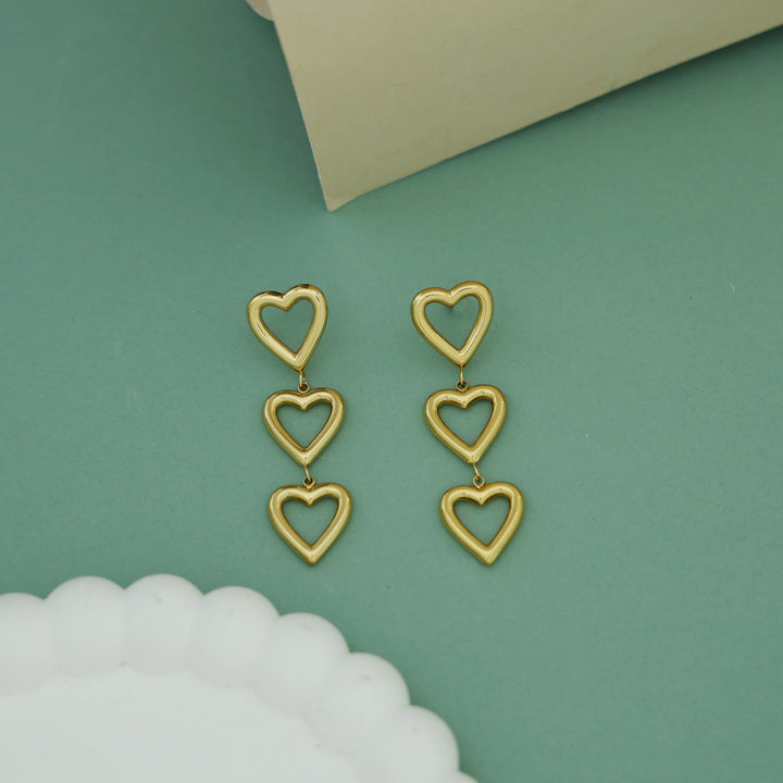 Ziyu Golden Tri Heart Earring