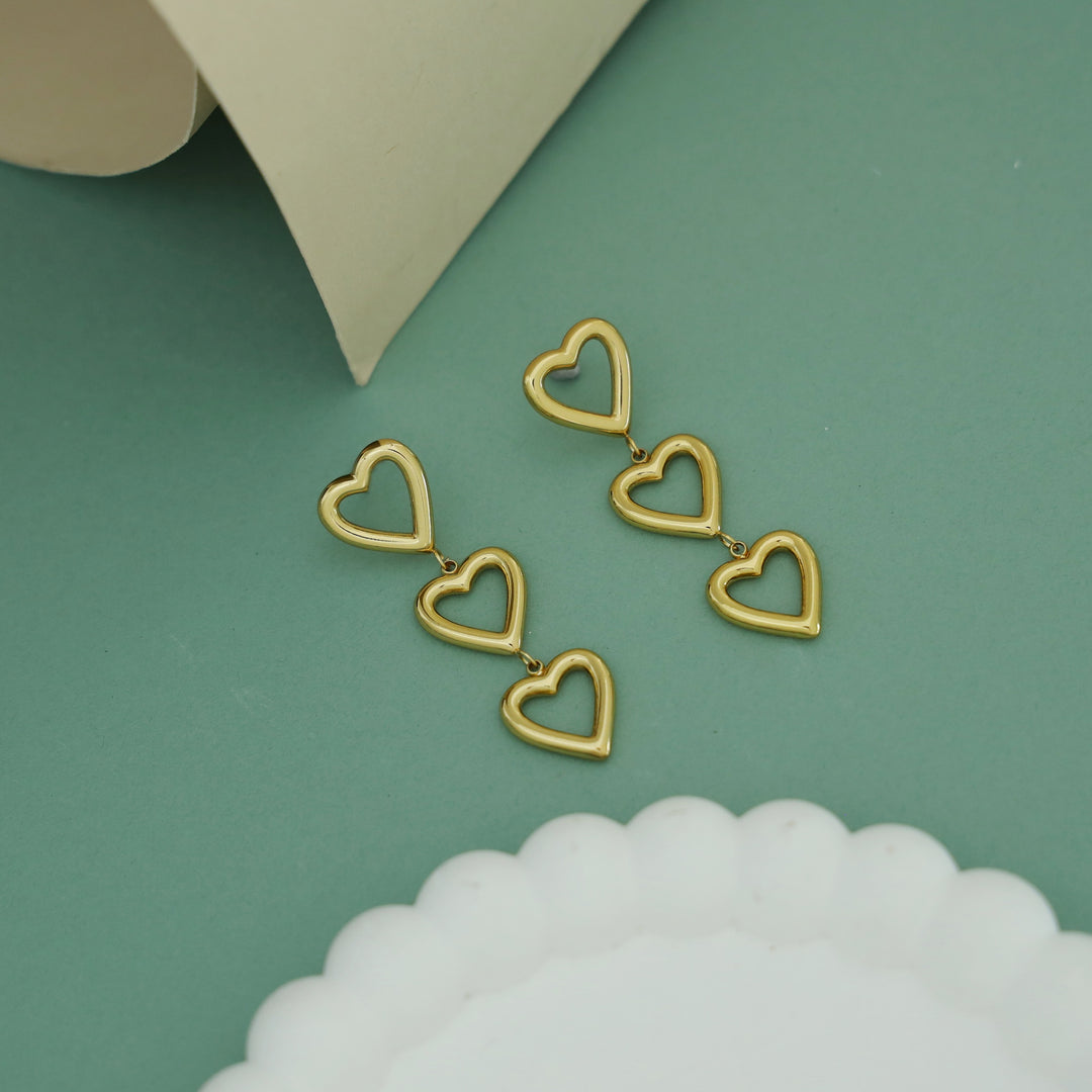 Ziyu Golden Tri Heart Earring