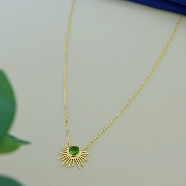 Golden Glossy Semi Sun Pendant Neckpiece