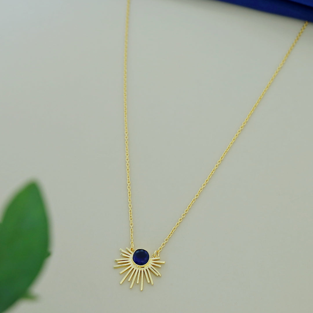 Golden Glossy Semi Sun Pendant Neckpiece