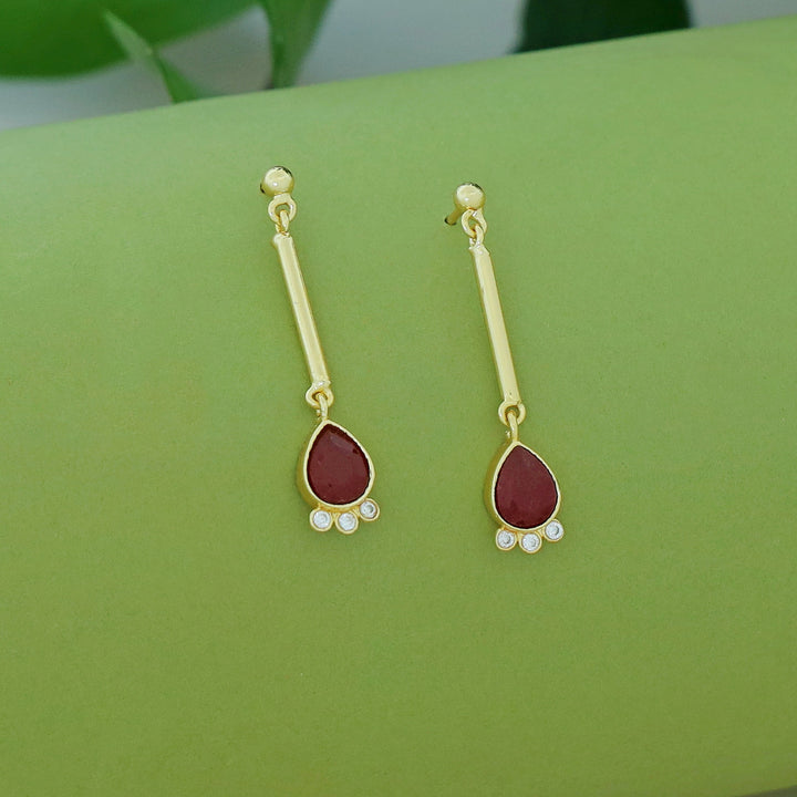 Riddhima Golden Stick Glossy Drop Earring