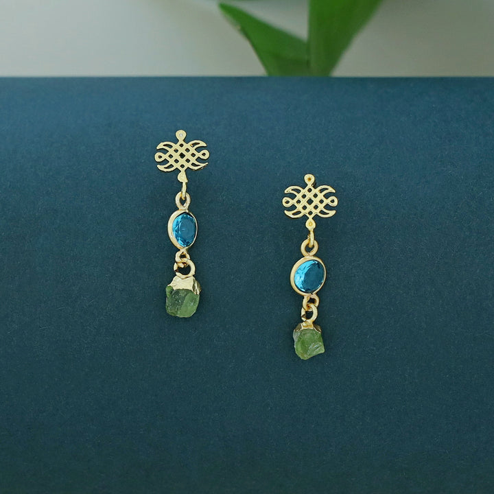 Pragya Glossy + Raw Stone Earring