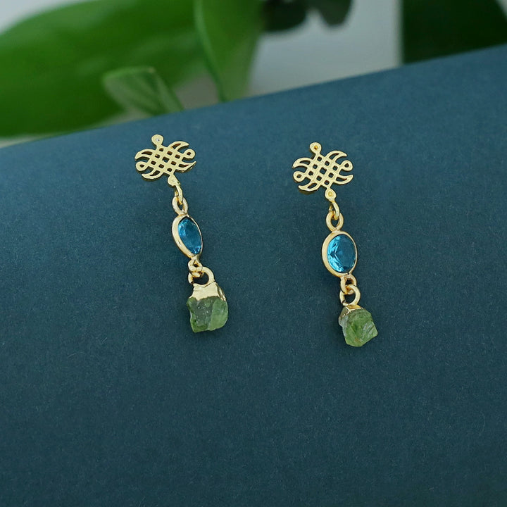 Pragya Glossy + Raw Stone Earring
