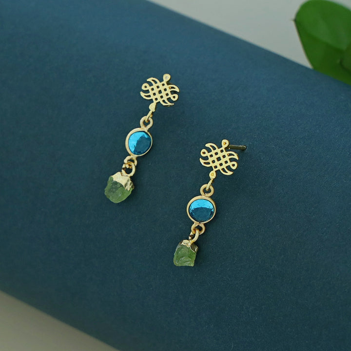 Pragya Glossy + Raw Stone Earring