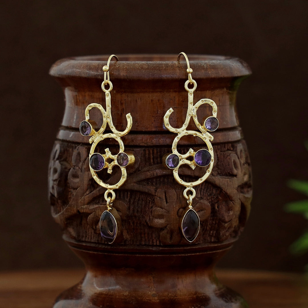 Golden Filigree Glossy Stone Drop