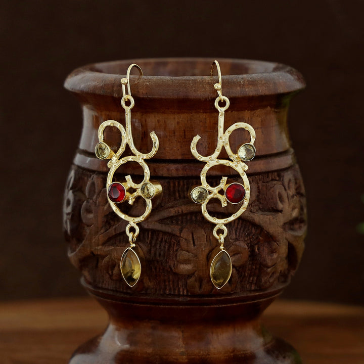 Golden Filigree Glossy Stone Drop
