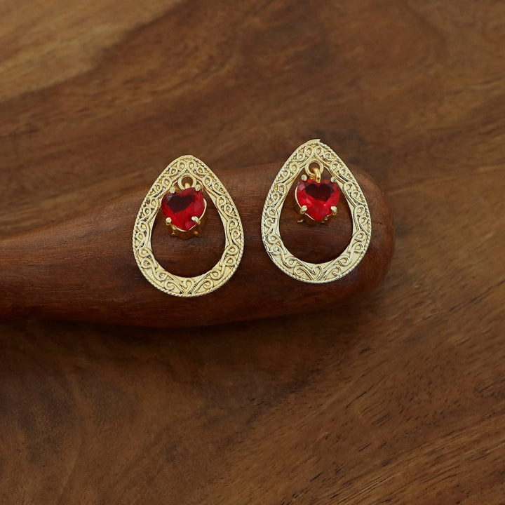 Sansi Golden Drop Heart Glossy Earring