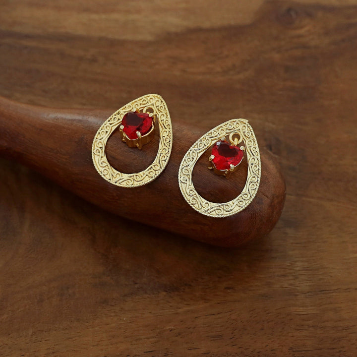 Sansi Golden Drop Heart Glossy Earring