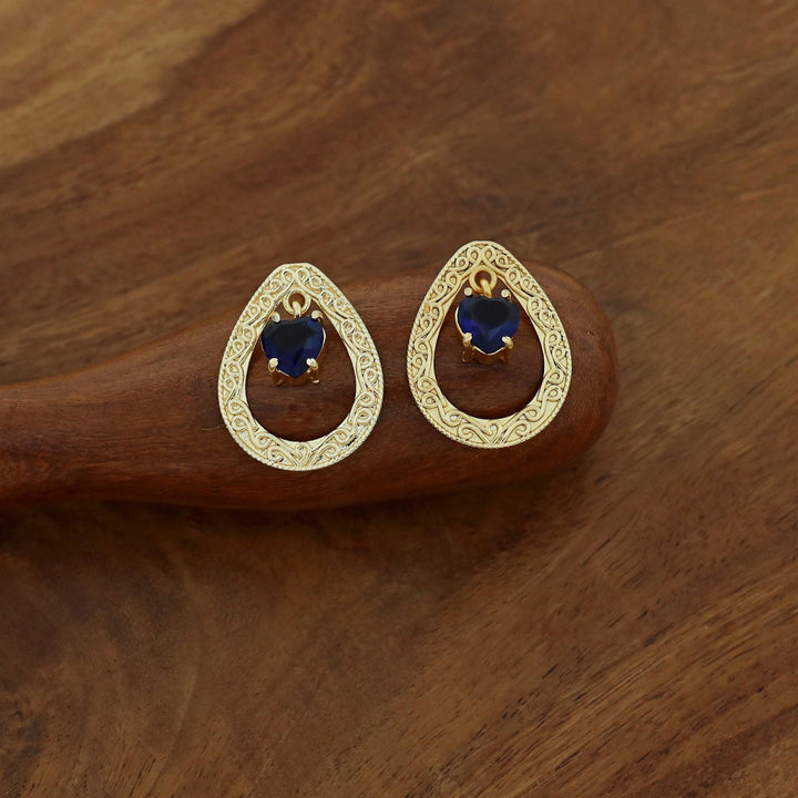 Sansi Golden Drop Heart Glossy Earring