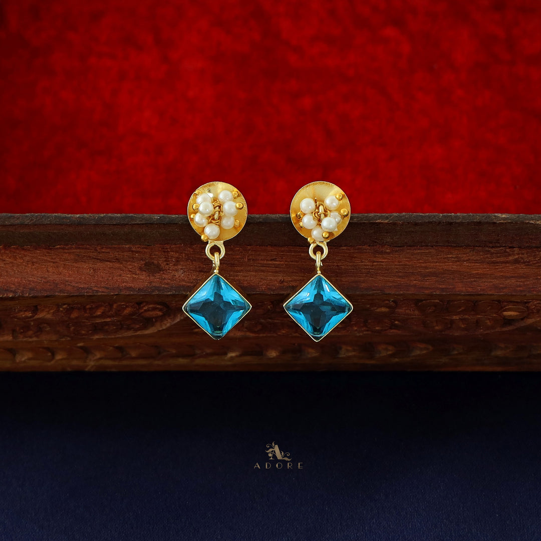 Golden Coin + Glossy Diamond Pearl Cluster Earring