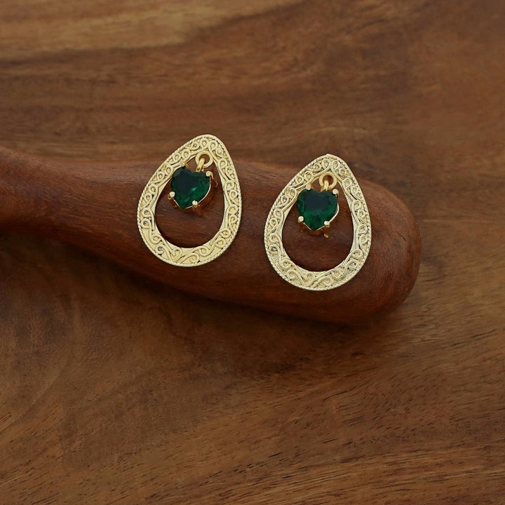 Sansi Golden Drop Heart Glossy Earring