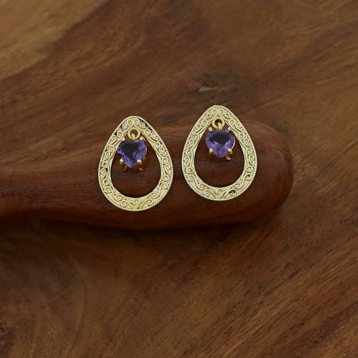 Sansi Golden Drop Heart Glossy Earring