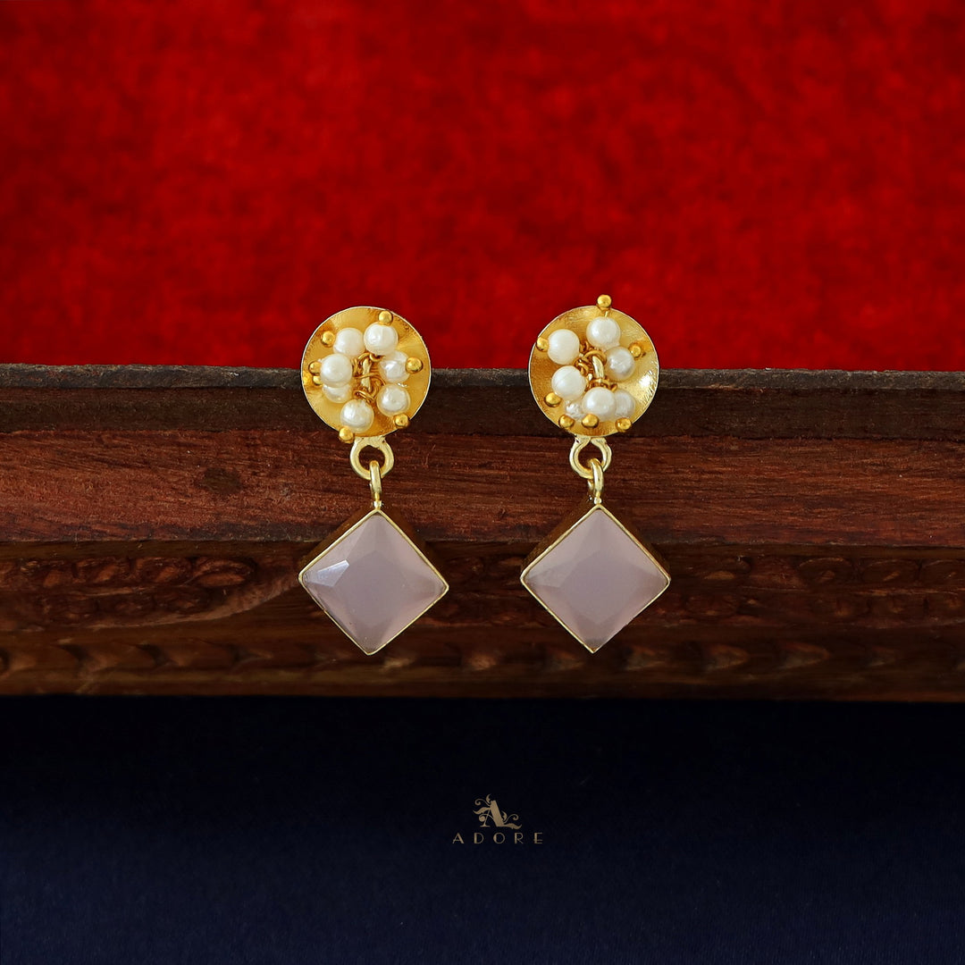 Golden Coin + Glossy Diamond Pearl Cluster Earring