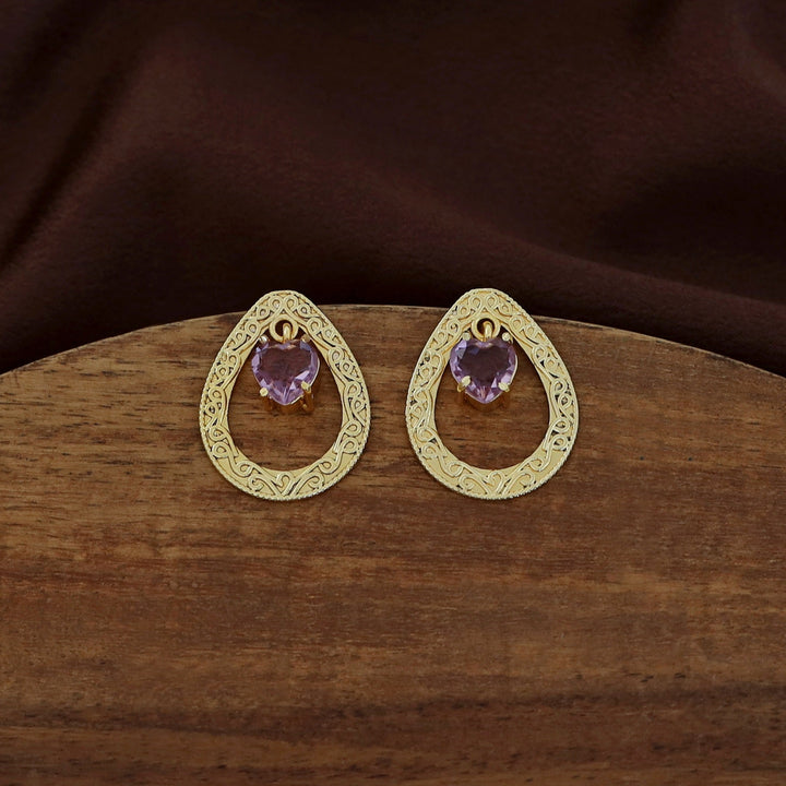 Sansi Golden Drop Heart Glossy Earring
