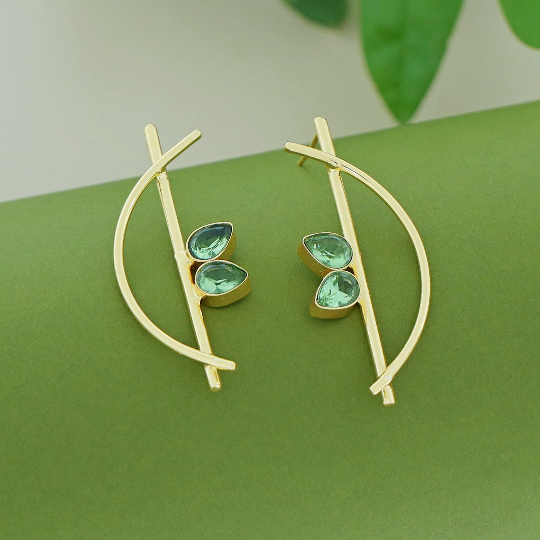 Hitha Golden Stick Curvy Glossy Earring