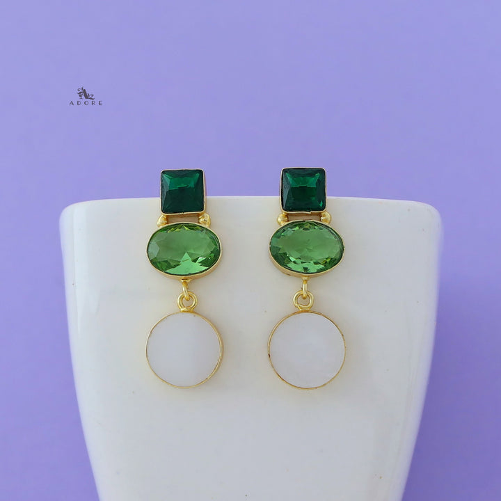 Glossy Square And Oval MOP Earring