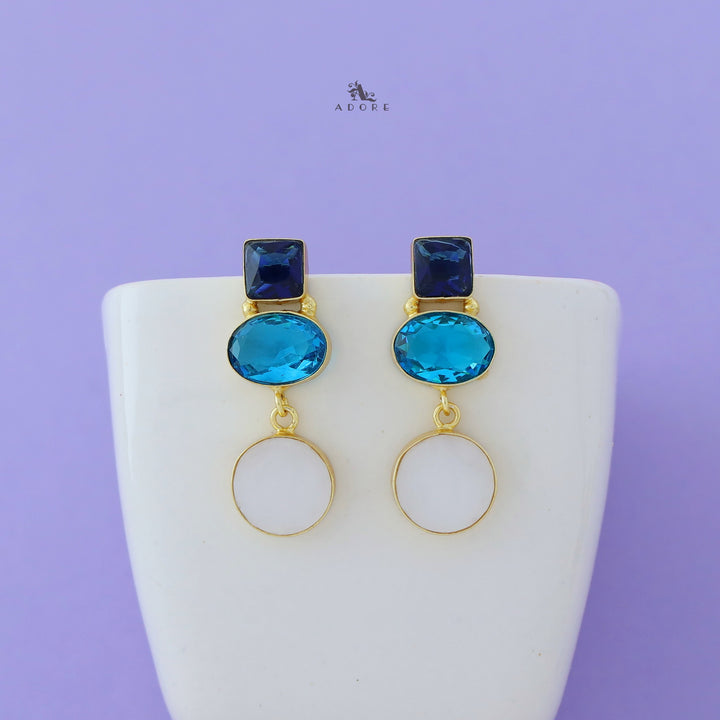 Glossy Square And Oval MOP Earring