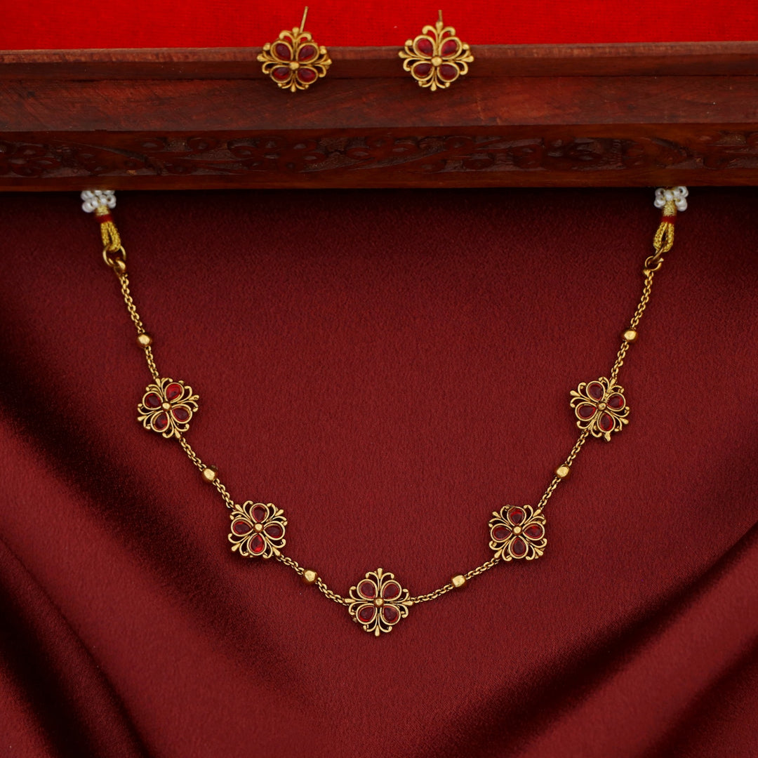 Arpana Flower Golden Ball Choker With Stud