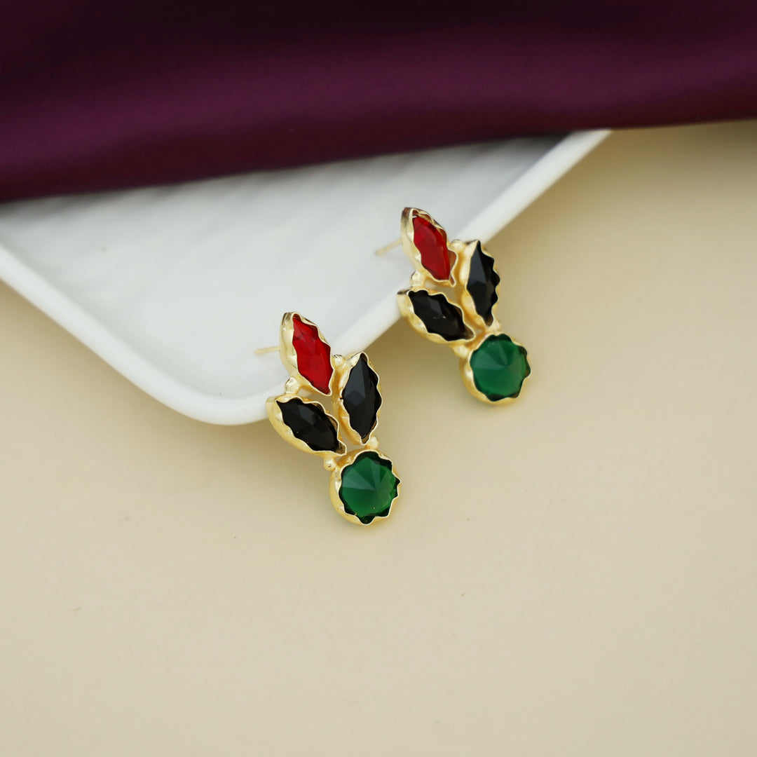Caral Tri Leafy Glossy Earring