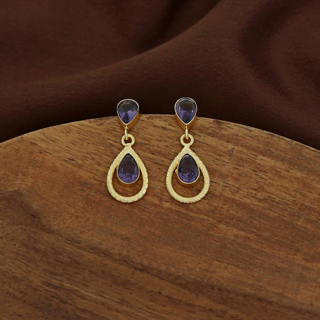 Jonha Golden Drop Glossy Earring