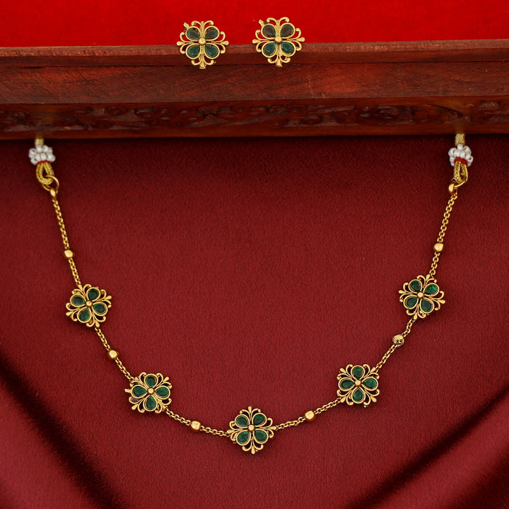 Arpana Flower Golden Ball Choker With Stud