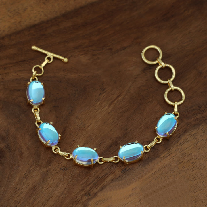 Mebal Golden Oval Natural Stone Claw Bracelet