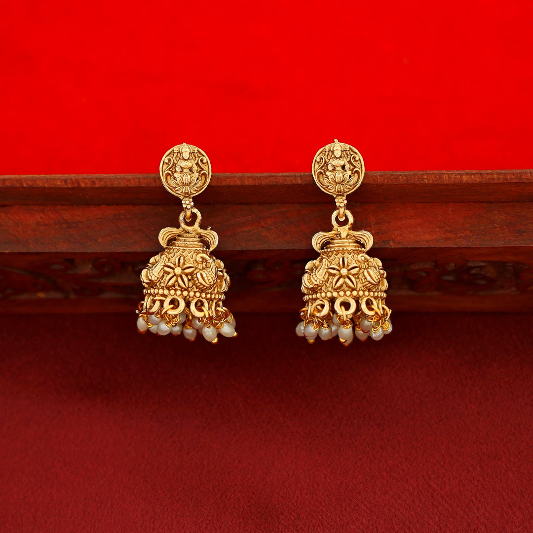 Anshika Pearl Lotus Devi Pendant Neckpiece With Earring